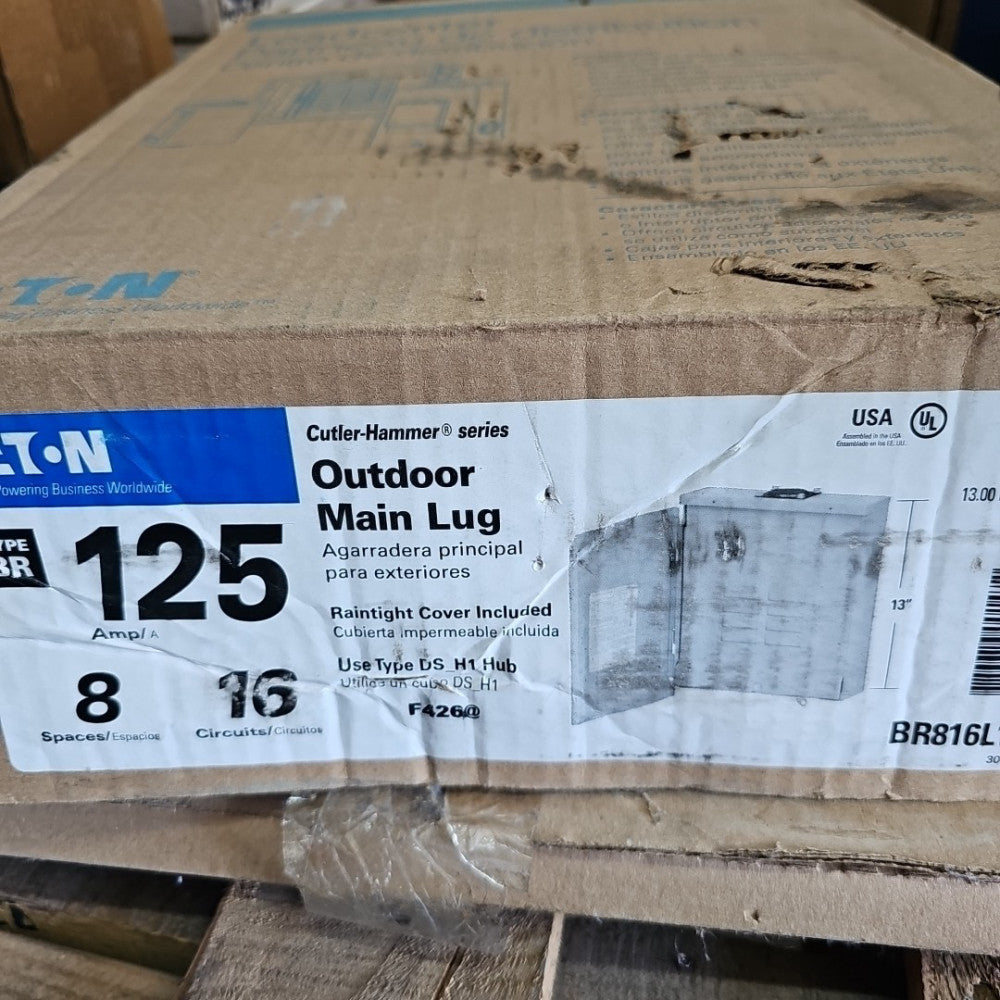 Eaton BR816L125RP Outdoor Main Lug 125A 8-Spaces 16-Circuits