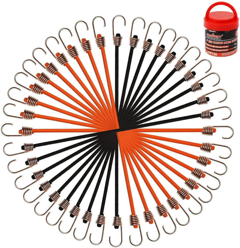 HORUSDY 20 Pack Mini Bungee Cords, 8 Inch Premium Small Bungee Cords with Hooks