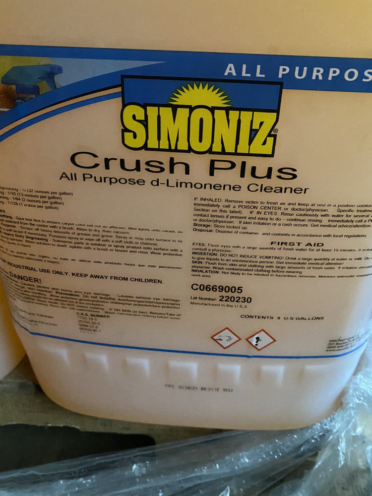 NEW Simoniz Crush Plus All-Purpose Cleaner Degreaser, 5 Gallon Pail (C0669005)
