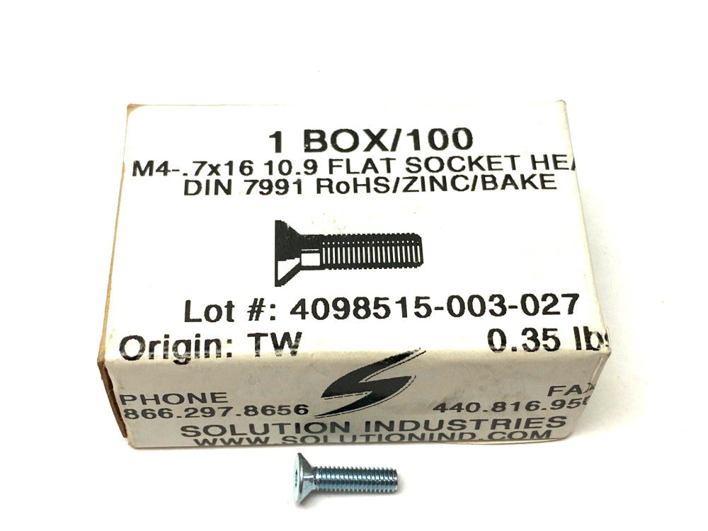 M4-.7x16 10.9 Flat Head Socket Screw DIN 7991 BOX OF 100