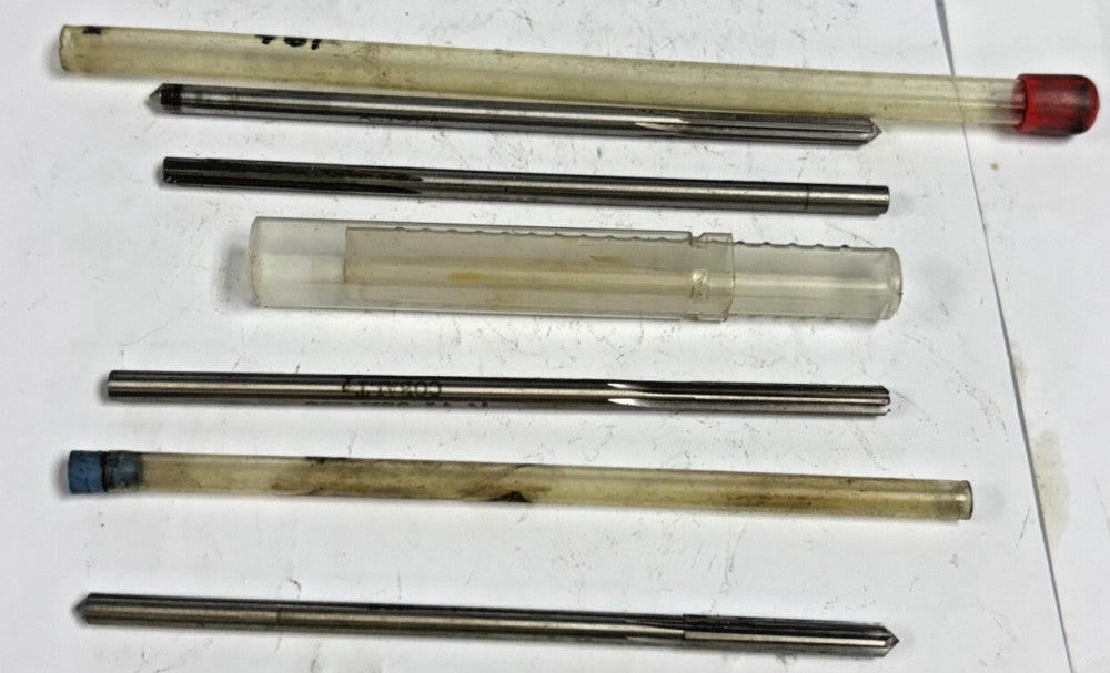 ASSORTED REAMERS LOT OF 4 0.1860" 0.1865" 0.01870" DIAMETER STRAIGHT-CYLNIDRICAL