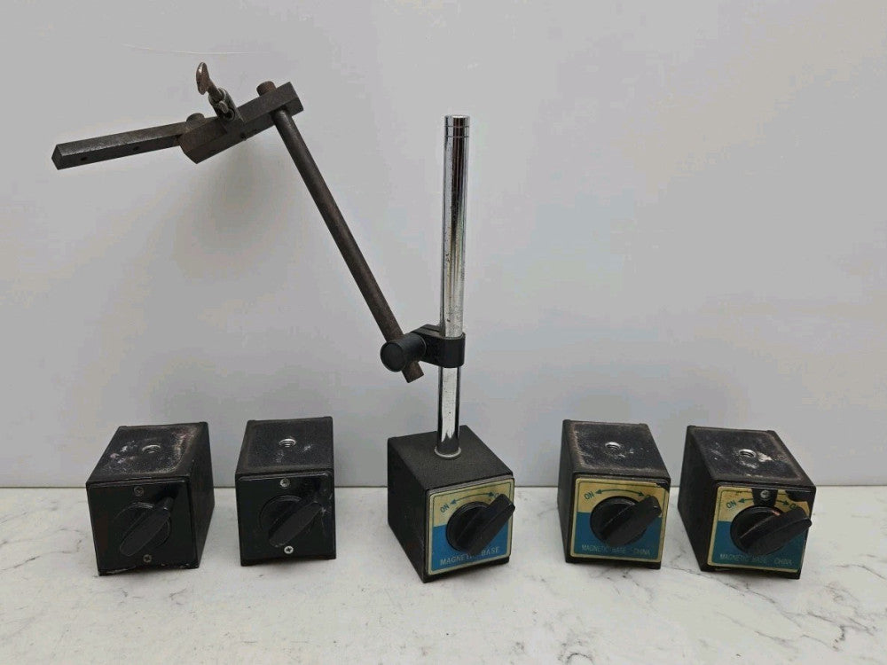 5 Pack Mixed Lot Magnetic Base Stand With Various Bases Used See Pictures