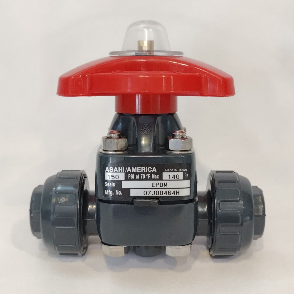 Asahi/America 1/2” Thd PVC Diaphragm Valve 150 psi True Union 07J00464H Type 14