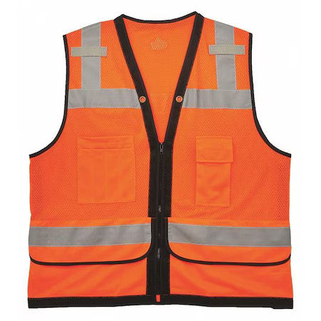 ERGODYNE 8253HDZ Orange Mesh Surveyors Vest,Org,2XL/3XL