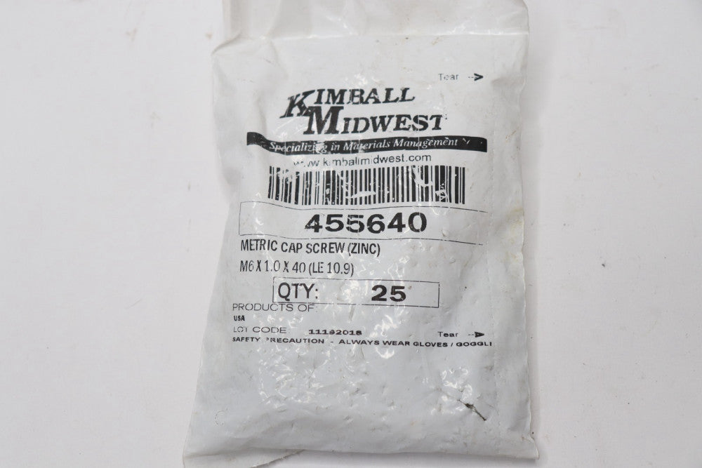 (25-Pk) Kimball Midwest USS Hex Head Cap Screw M6 x 1.0 x 40 455640