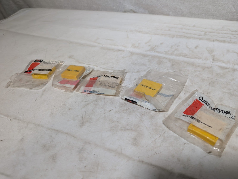 Lot of 5 Cutler Hammer EXT-A E30KA400 Feed Hold Buttons, Yellow Blank
