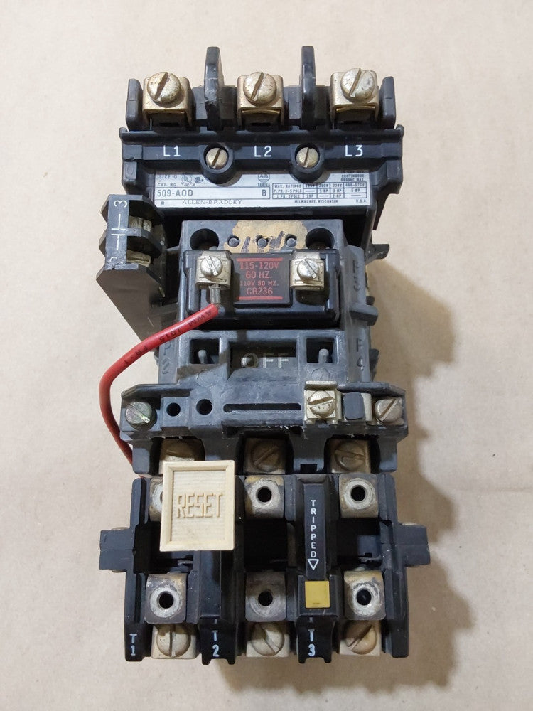 Allen-Bradley 509-AOD Size 0 Motor Starter With 120 Volt Coil