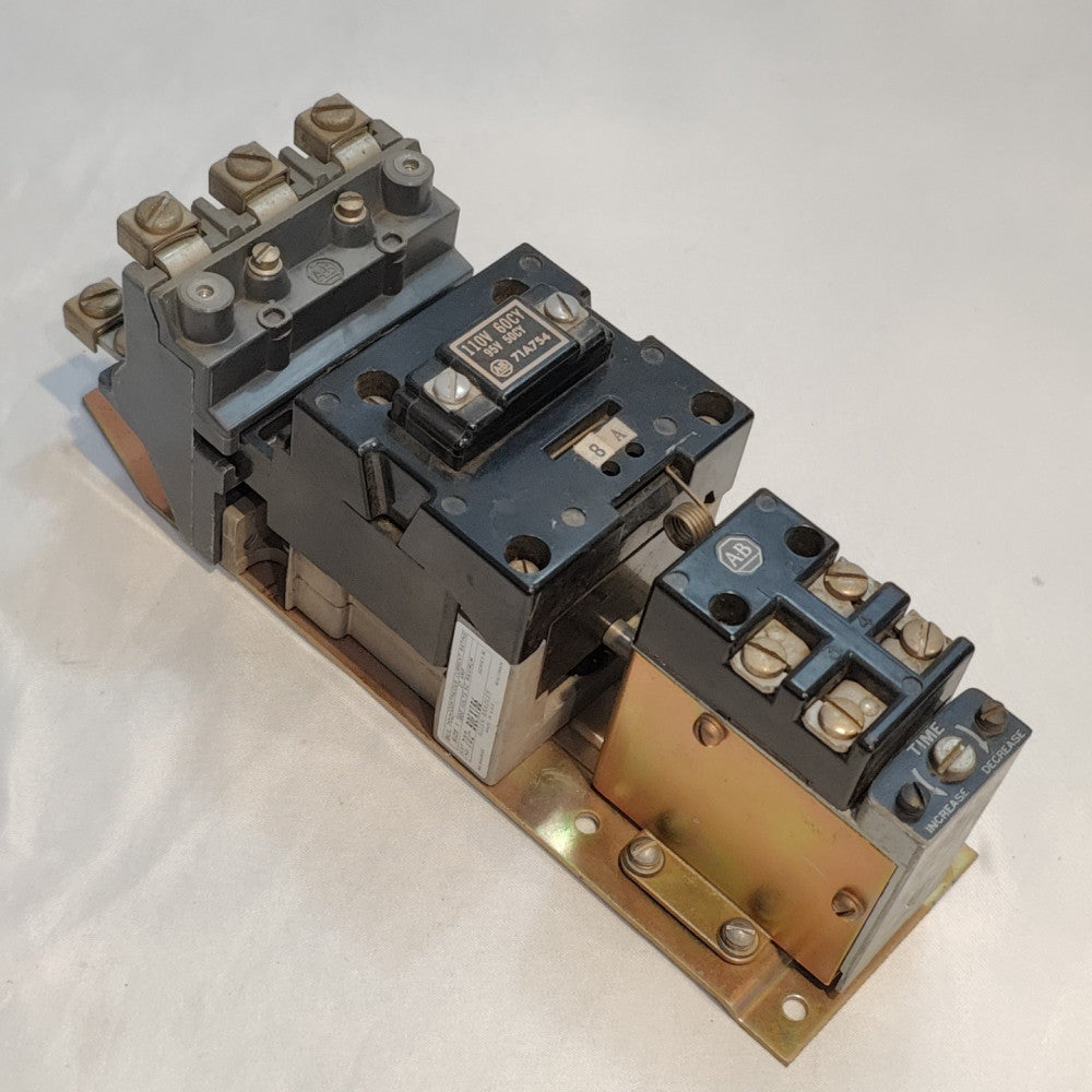 ALLEN BRADLEY 702-B0EX186 SER. K Size 1 27 AMP Contactor W/ X-247035 Timer Relay
