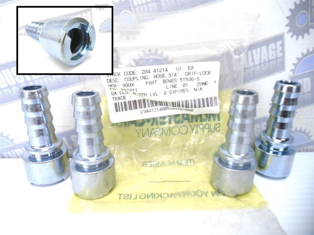 (4 Pc) BOWES - 75-S-HF6 - 51536-S - 3/4" HOSE SHANK to 75 Series FEMALE COUPLING