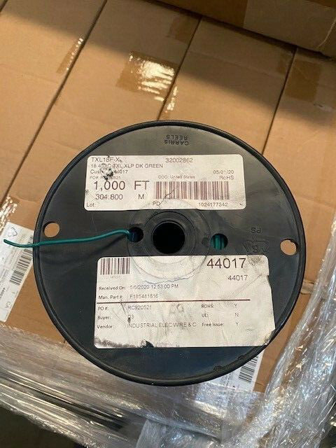 (1,000 FT) TXL Primary Wire 18 AWG XLPE Insulated, 60V, Dark green