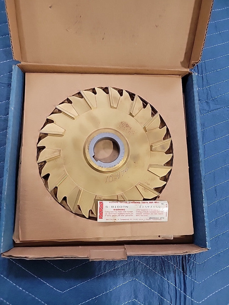 NIAGARA, STAGGERED TOOTH SIDE MILL CUTTER, 8" X 5/8" X 1-1/2", 28 TEETH