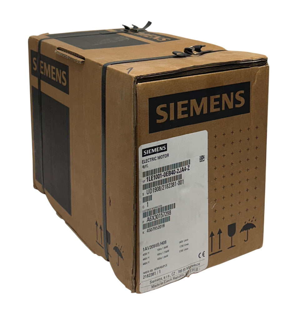 SIEMENS 1LE1001-0EB40-2JA4-Z / 1LE10010EB402JA4Z SIMOTICS MOTOR 1.75kW 460V NSFS