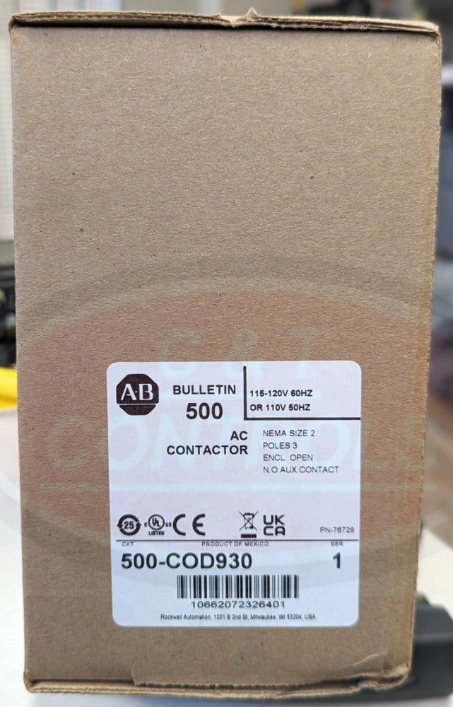 Allen Bradley 500-COD930 Size 2 120V Contactor New In Box USA Stock