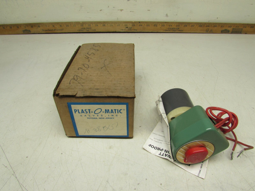 Plast-O-Matic Solenoid Valve EUC2B4G20 120V 60HZ 20W 1/4"PIPE 1/8"ORFICE NIB !!
