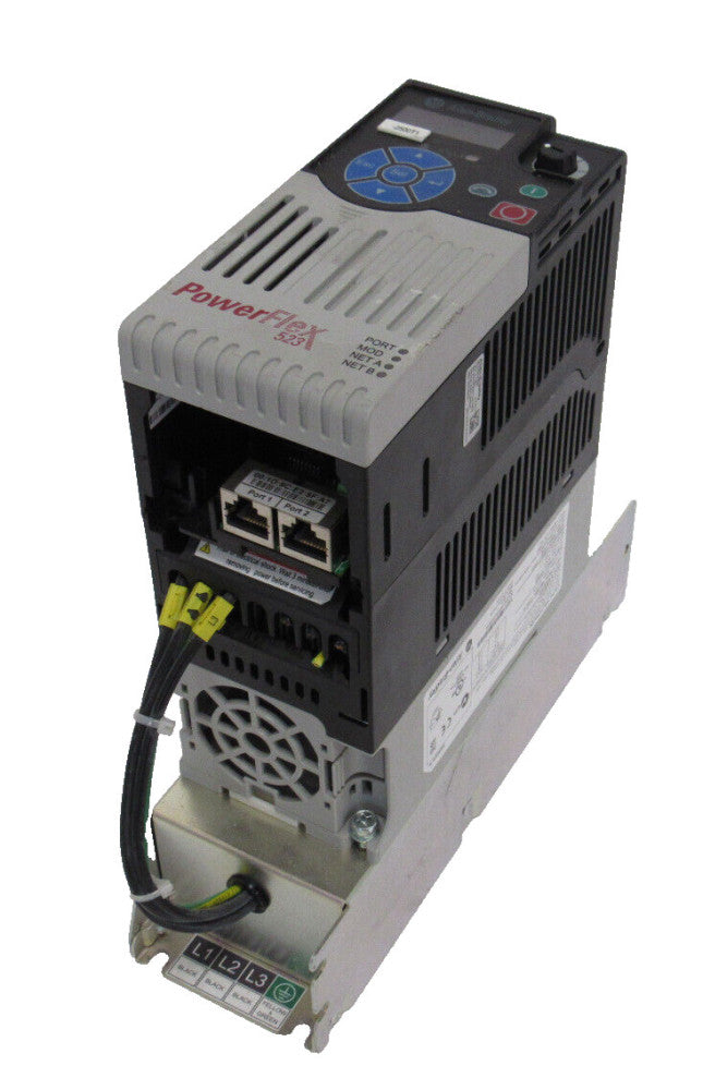 USED ALLEN BRADLY 25A-D1P4N104 POWERFLEX 523 DRIVE .05HP W/ 25-RF7P5-AL