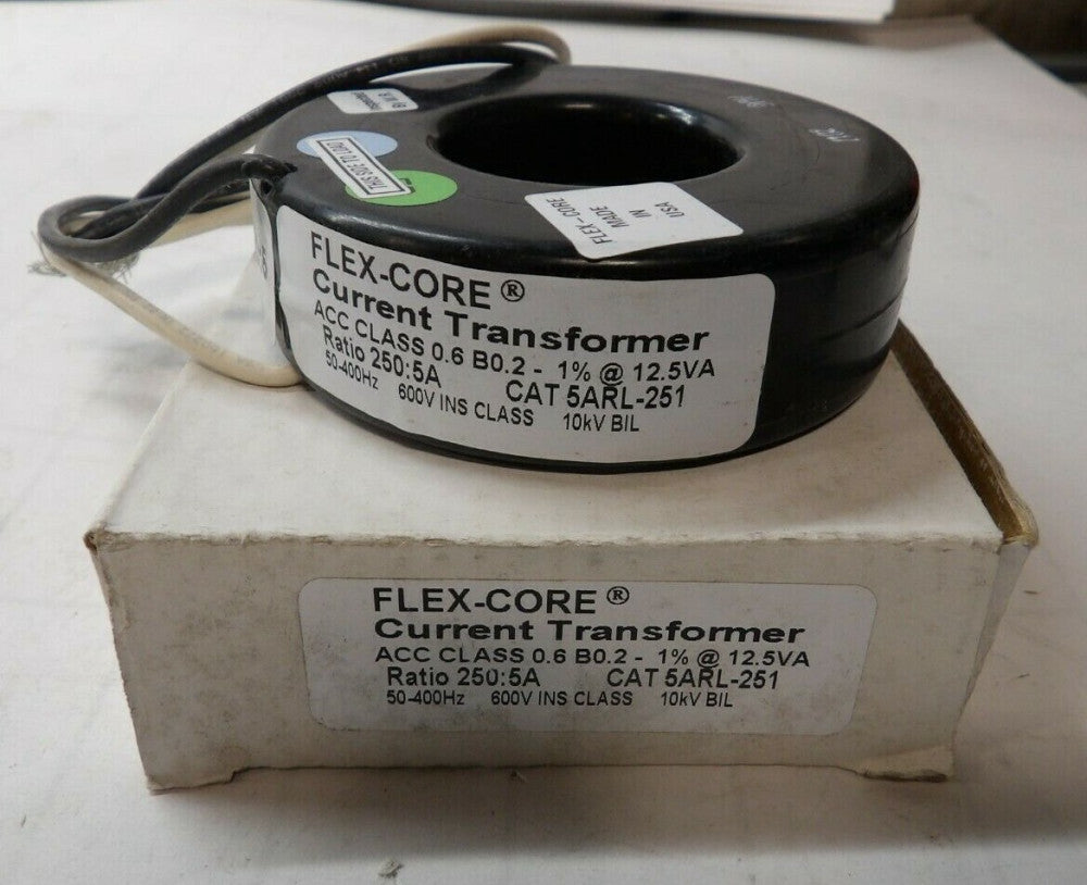 NEW FLEX-CORE 600V 50-400Hz 250:5A RATIO CURRENT TRANSFORMER 5ARL-251