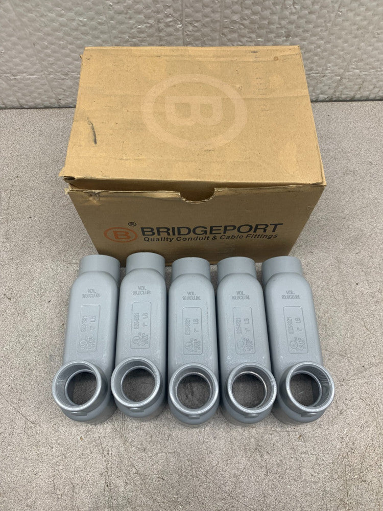 NEW BOX OF 5 BRIDGEPORT 1" CONDUIT BODY LB-43