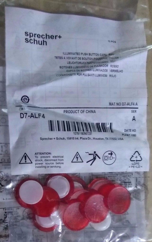 SPRECHER SCHUH ILLUMINATED push button cap RED 10pcs