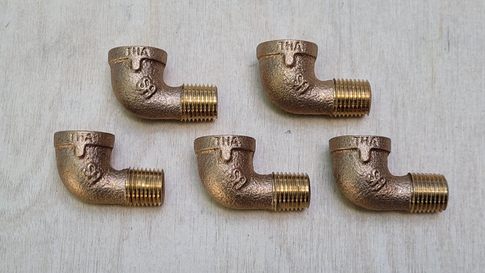 Lot Of 5 Bossard 1/4" Npt Male X Female 90 Degree Brass Elbow Fittings