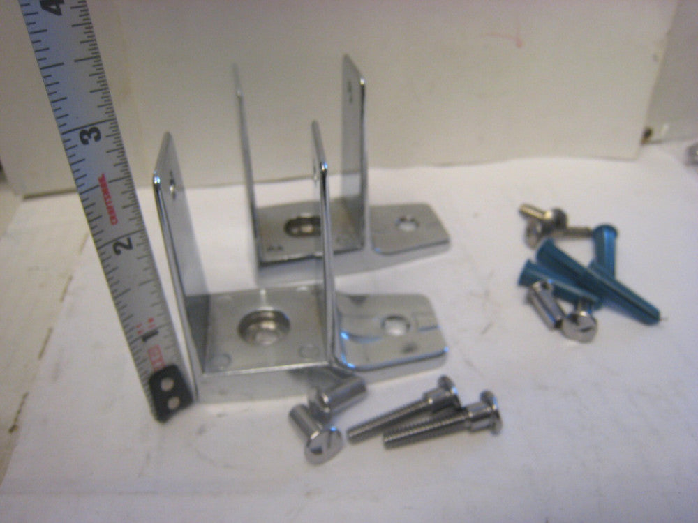 2 Asi Global Partitions #184 CHROME Wall Pilaster Brackets W/ screws & tampers