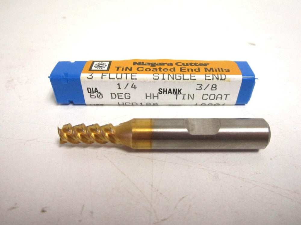 Niagara TiN Cobalt 1/4 x 5/8 x 2-7/16 x 3/8 Center Cutting End Mill New