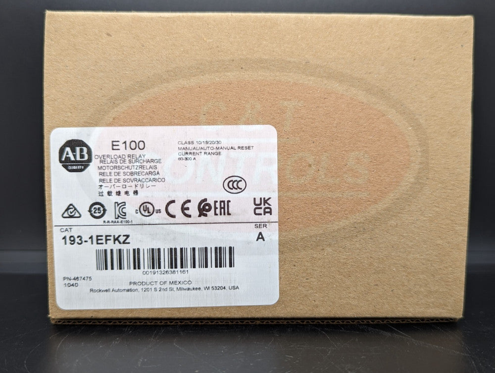 Allen Bradley 193-1EFKZ E100 Overload Relay 60-300A New In Box USA Stock