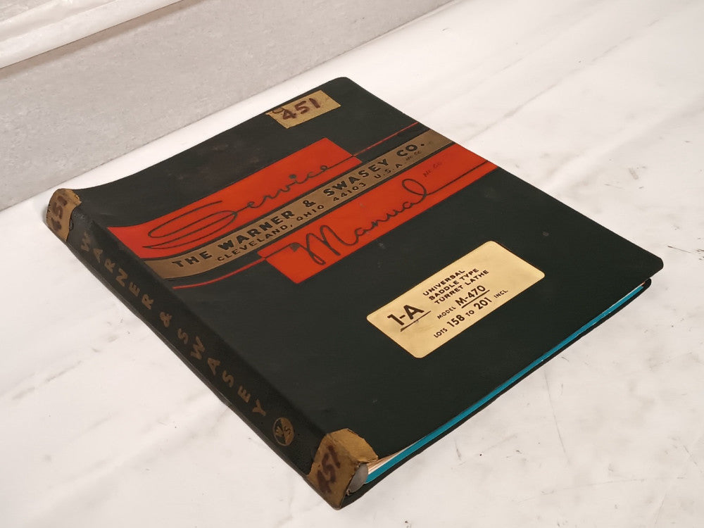 Warner & Swasey M470 1A Universal Saddle Type Turret Lathe Service Manual