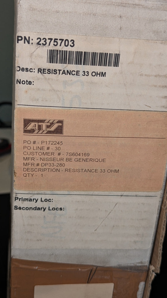 Nisseur Infranor Braking Resistor 33 Ω Ohm NIB