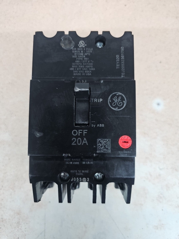 General Electric TEY320 Circuit Breaker 20A 3P 480V NT QR CODE