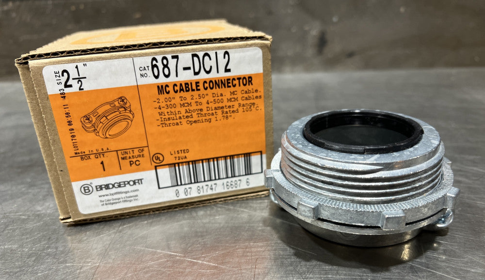 Bridgeport 687-DCI2 MC Cable Connector 2 1/2” Nos Surplus