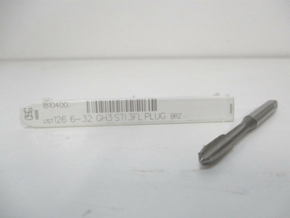 OSG (1810400) #6-32 UNC H3 3-Flute Plug Chamfer Bright Finish HSS Hand STI Tap