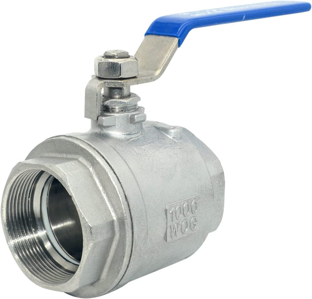 2" NPT Female 316 Stainless Steel Full Port Ball Valve Vinyl Handle WOG1000