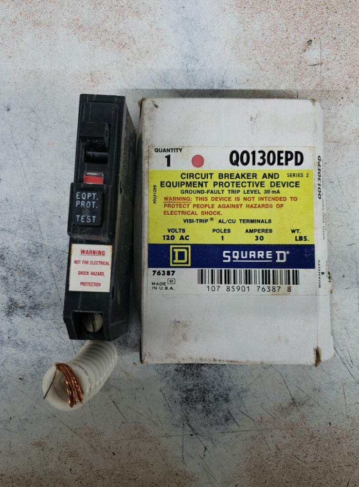 1) New old stock SQUARE D QO130EPD CIRCUIT BREAKER 30A 120VAC TYPE QO