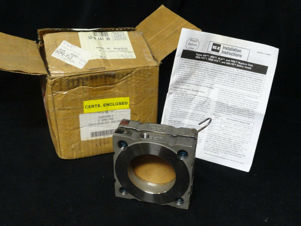 BS&B - RUPTURE DISC HOLDER - SAFETY HEAD- P/N: SRB-7RS 316 - ( 3" ) - NEW in BOX