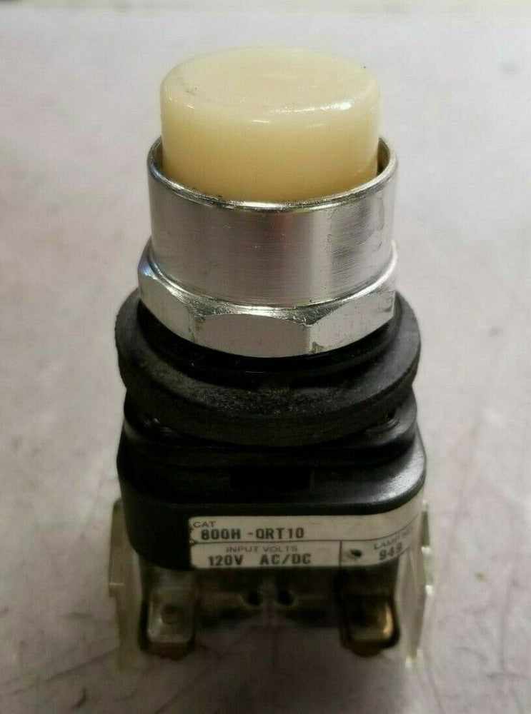 ALLEN BRADLEY WHITE ILLUMINATED PUSHBUTTON 120V AC/DC SERIES F 800H-QRT10