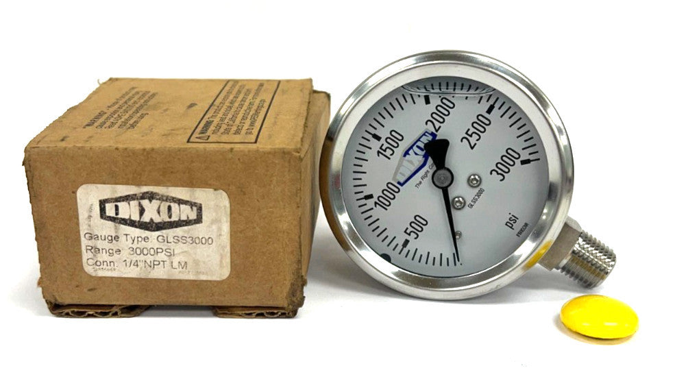 DIXON GLSS3000 VALVE LIQUID FILLED GAUGE 1/4" NPT GAUGE SIZE 2-1/2"