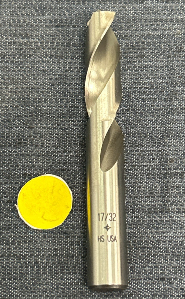 RIGHT HAND HS 2 FLUTE DRILL BIT CUT DIA 17/32" LOC 2-1/2" OAL 4-1/8"