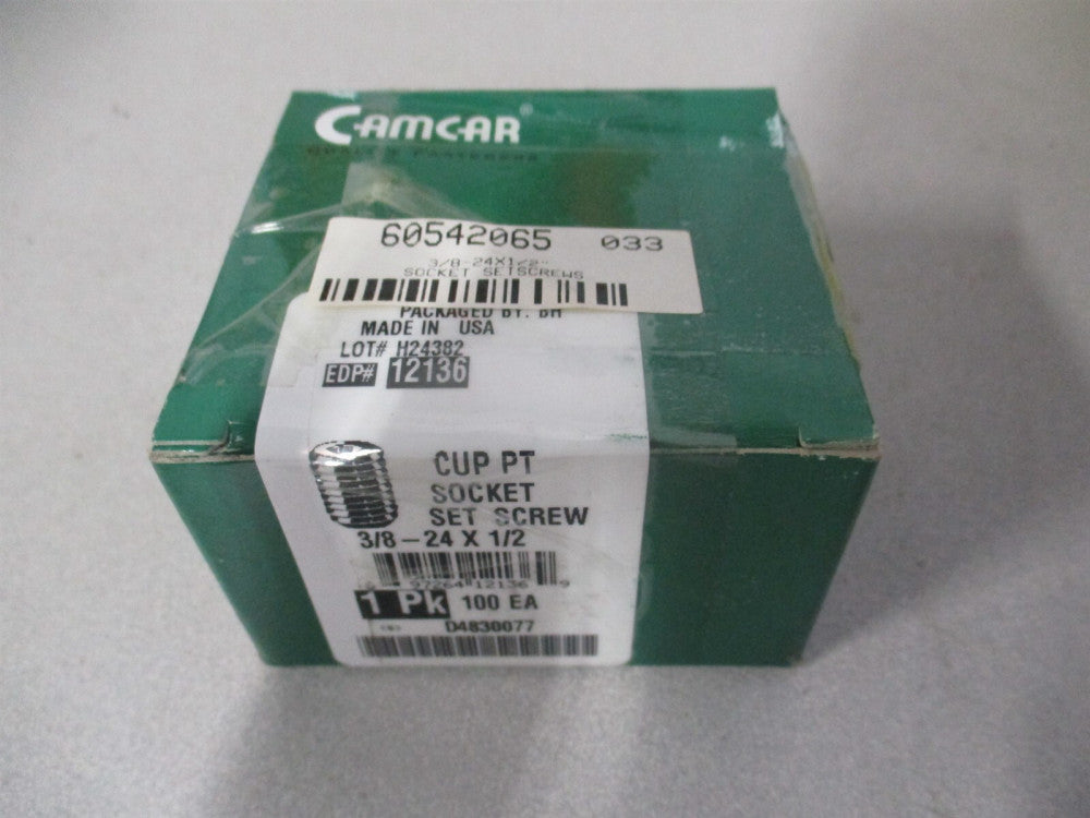 (12136) 3/8-24 UNF 1/2″ x 3/16" Grade 8 Cup Point Set Screw - Pack of 100