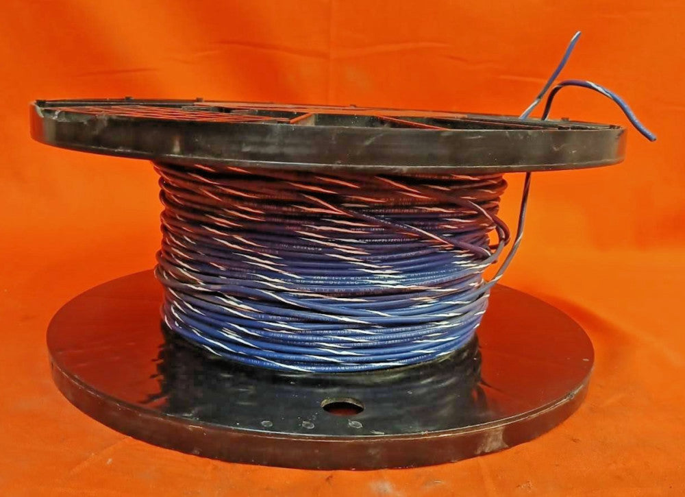 MTW 16AWG BLUE W/ WHITE STRIPE BARE COPPER STRANDING UL1015
