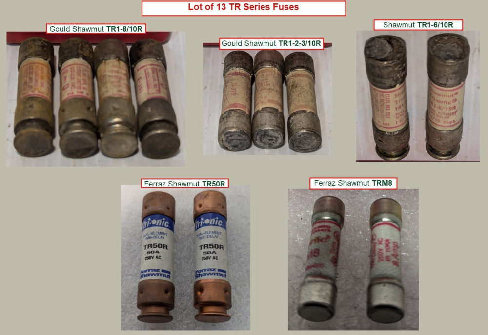 Lot of 13 Gould Ferraz Shawmut TR Series Fuses - Varying Part Numbers