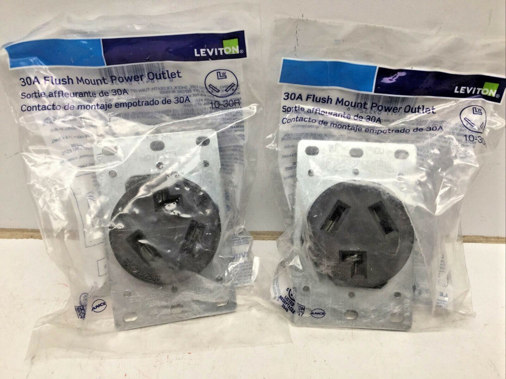 LEVITON 05207-S00 30A FLUSH MOUNT POWER OULET RECEPTACLE, 10-30R 125/250V (2PK)