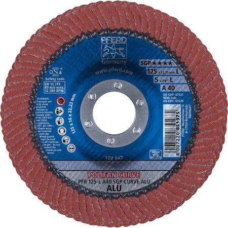 Pferd 67651 5" X 7/8" A.H. Polifan Flap Disc - A Sgp Curve Steelox, Aluminum