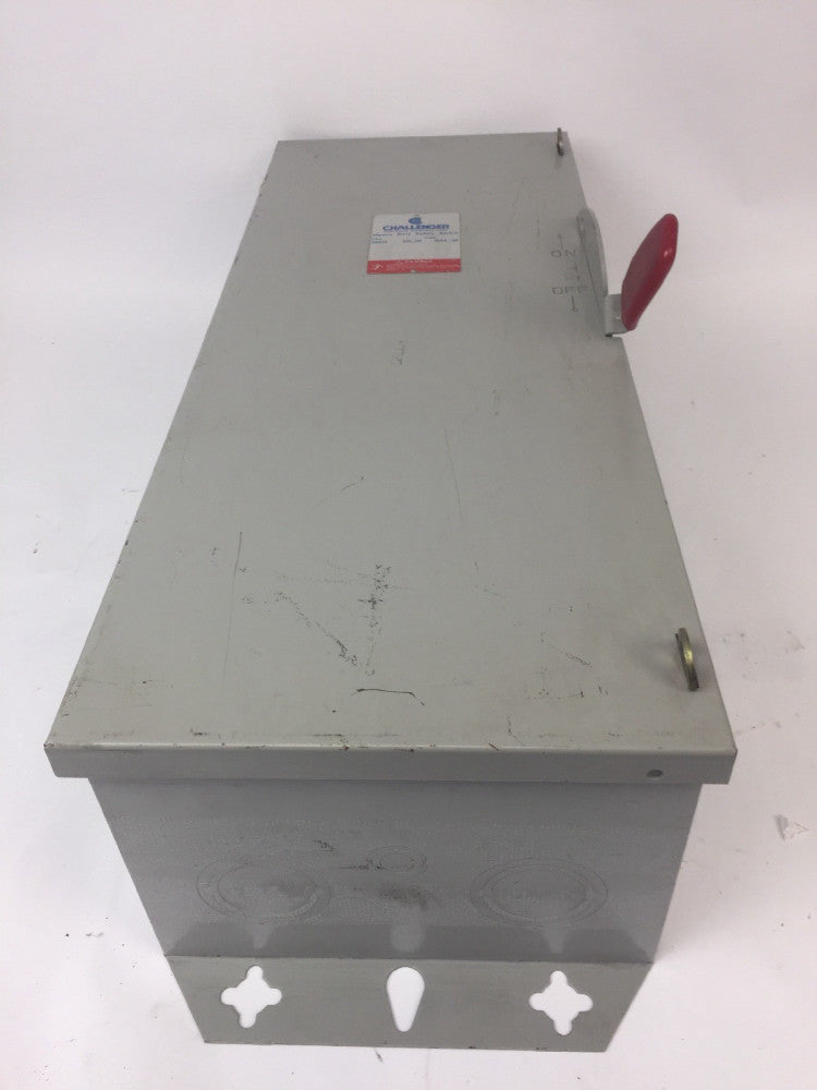 CHALLENGER HD363NFC HD SAFETY SWITCH 600VAC/DC 100AMP 75HP TYPE 1 ENCLOSURE
