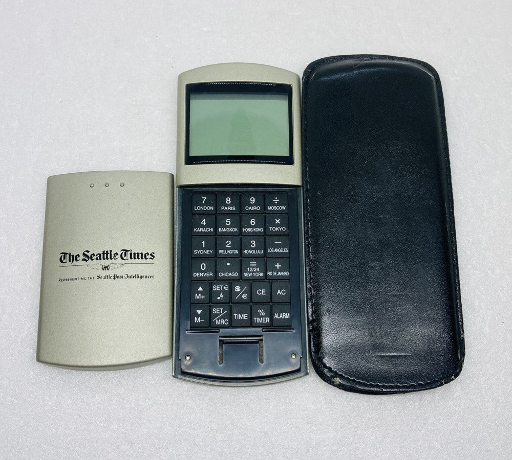 Vintage Metal Global Calculator World Time “The Seattle Times “ Logo C3