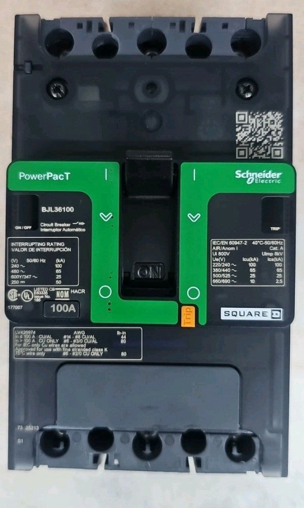 Square D NTO BJL36100 Standard 3-Poles 100 Amp Circuit Breaker