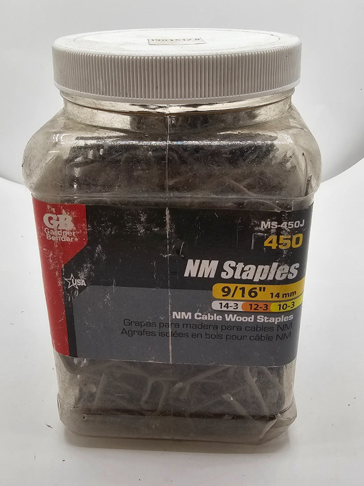 (450 PIECES) Gardner Bender MS-450J NM Cable Staples WOOD 9/16" 14mm