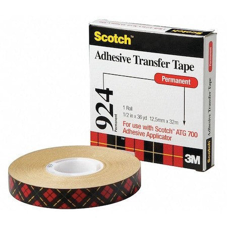 3M 924 Transfer Tape,36 Yd. Tape L,Clear,Pk12