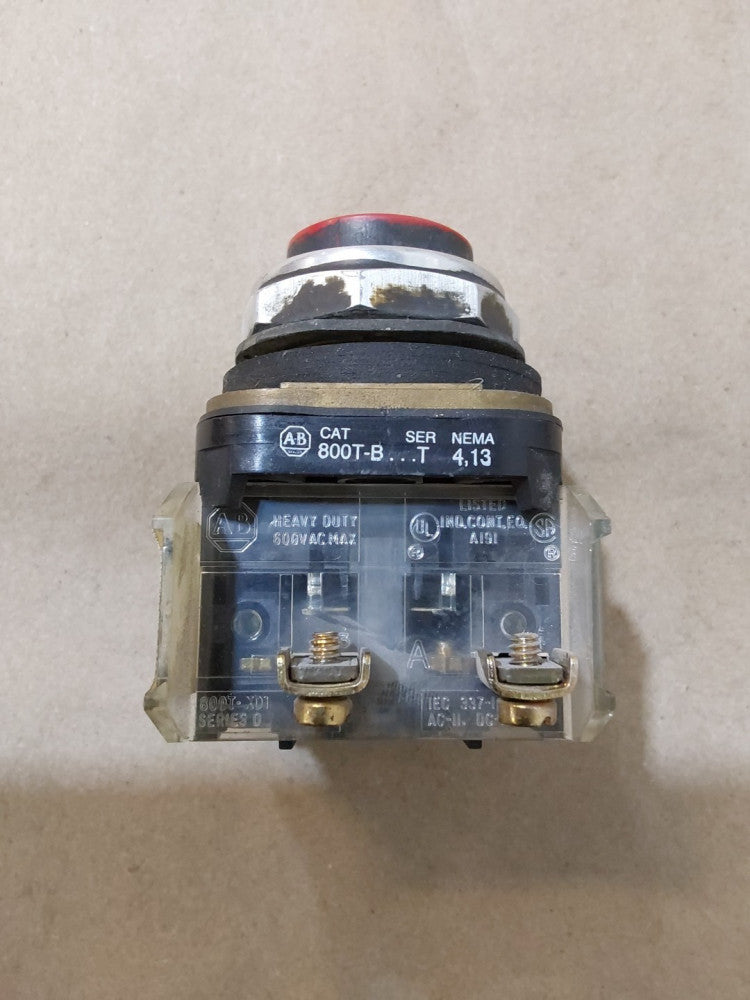 Allen Bradley 800T-B SER T Nema 4,13 Red Push Button W/ AB 800T-XDT Series D