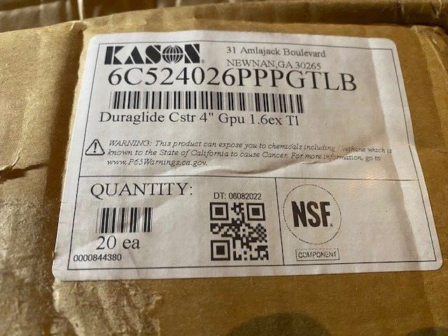 (20 PACK) Kason 6C524026PPPGTLB Duraglide 1 5/8 in Expanding Stem Caster w/ 4 in