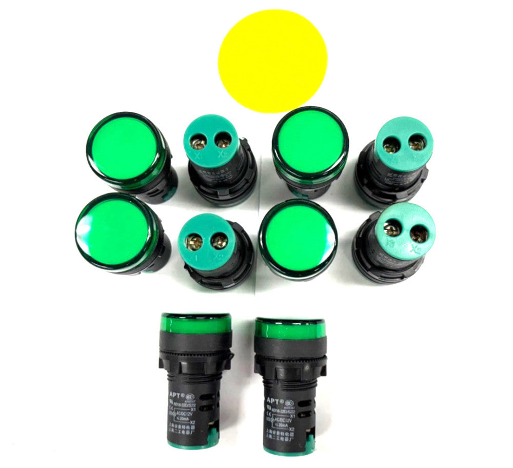 APT 20 MM GREEN LED PILOT INDICATOR LIGHT AD-16-22D/S22 LOT OF 10